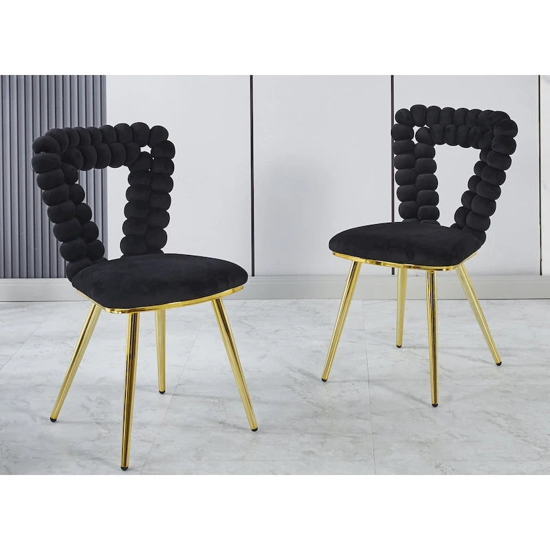 Chaises d'appoint modernes or et noir 22.04 (lot de 2)