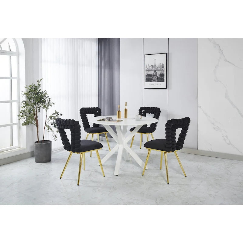 Chaises d'appoint modernes or et noir 22.04 (lot de 2)