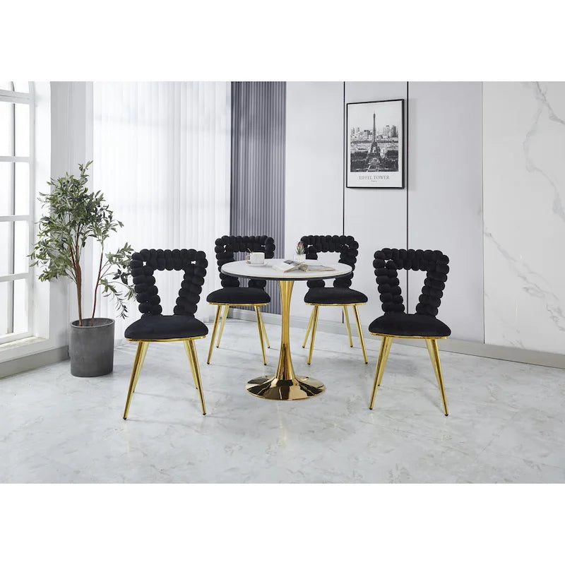 Chaises d'appoint modernes or et noir 22.04 (lot de 2)