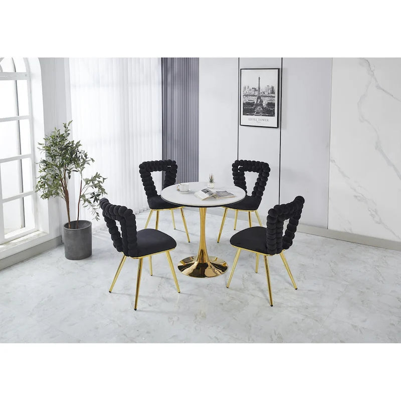 Chaises d'appoint modernes or et noir 22.04 (lot de 2)