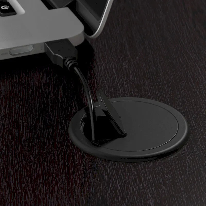 Bureau assis-debout en L 3 positions 60W avec huche