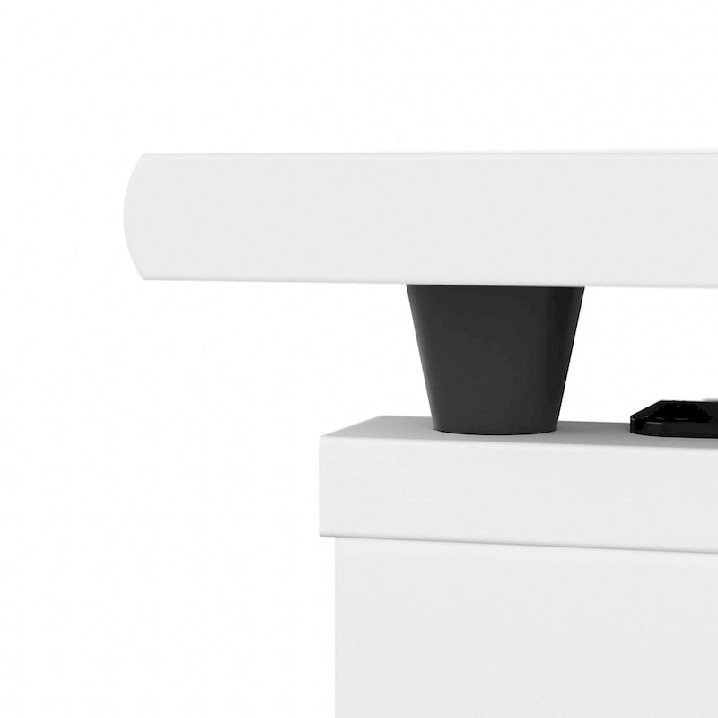 Bureau assis-debout en L 3 positions 60W avec huche