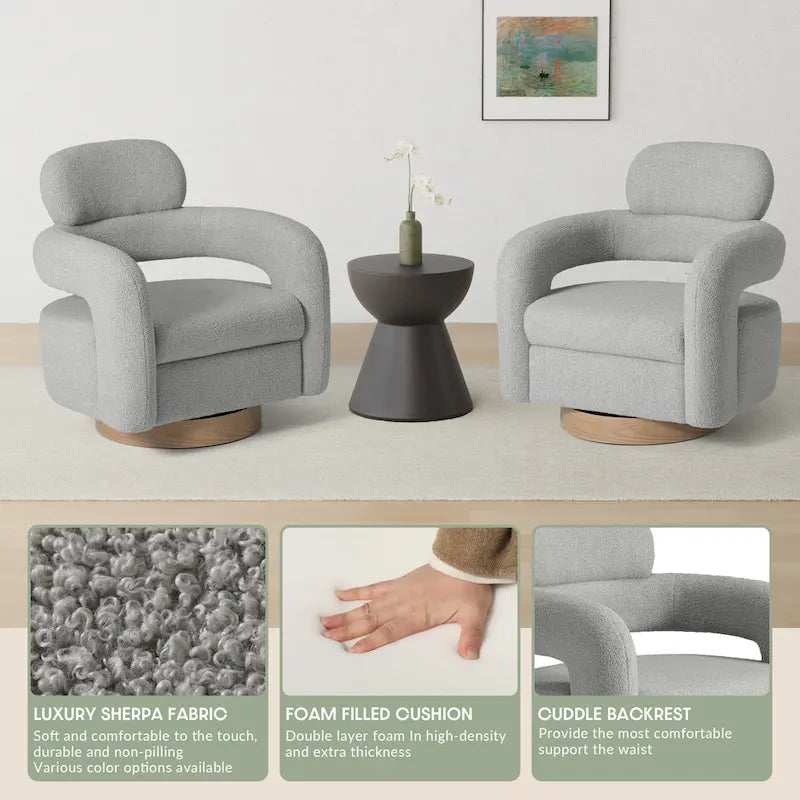 Fauteuil pivotant Sherpa de 73 cm de large, lot de 2