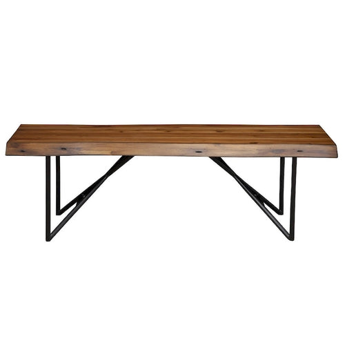 Banc de salle à manger en bois massif marron et noir de 55 pouces