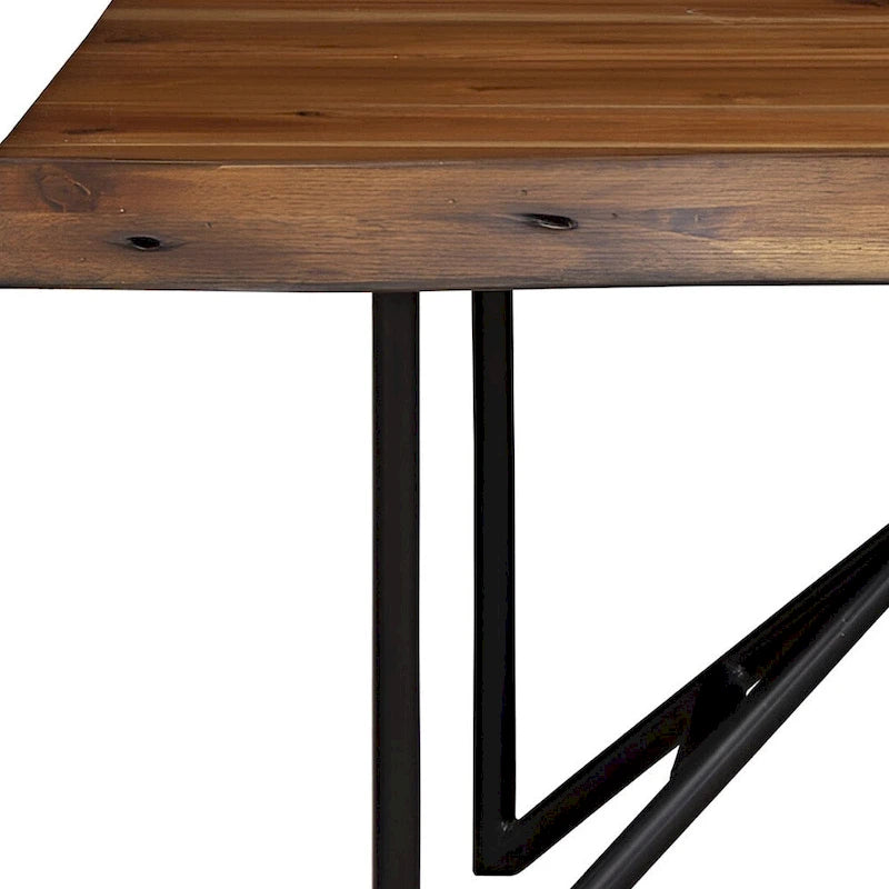 Banc de salle à manger en bois massif marron et noir de 55 pouces