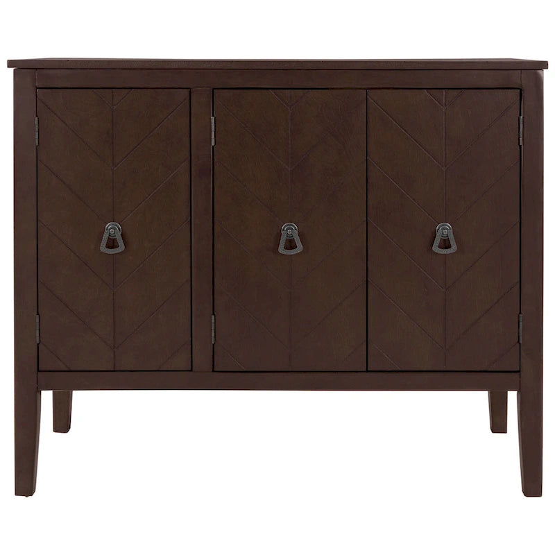 Buffet de rangement à étagères réglables avec poignées métalliques rétro et pieds en pin