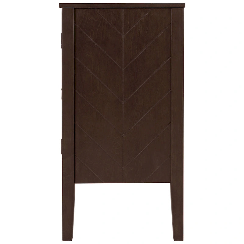 Buffet de rangement à étagères réglables avec poignées métalliques rétro et pieds en pin