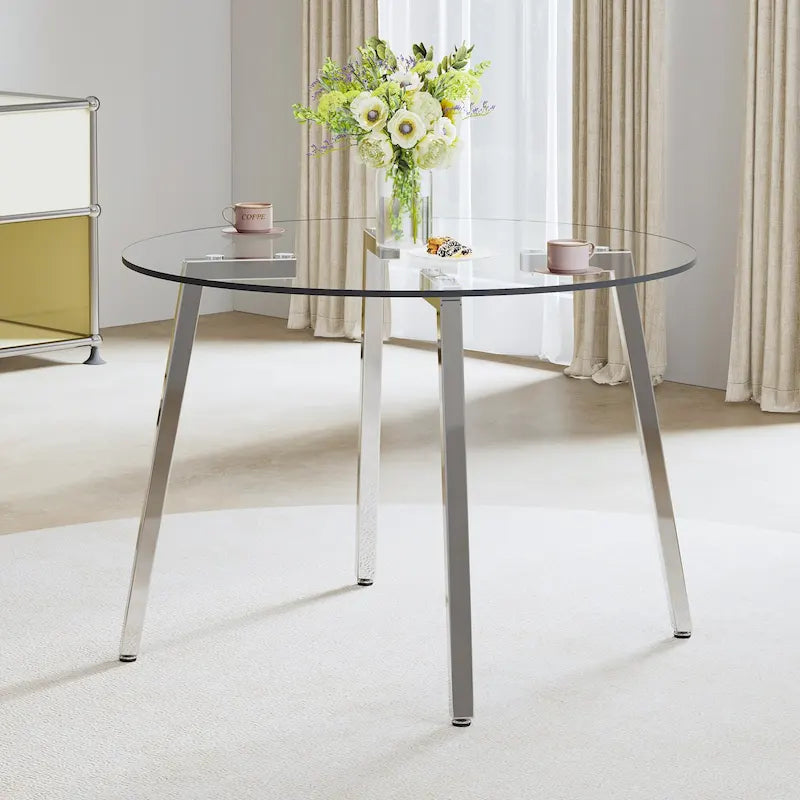 Table à manger en verre trempé moderne, Table basse, Table d'appoint, Console d'entrée pour salle à manger