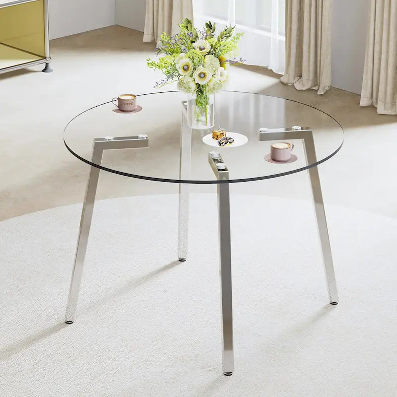 Table à manger en verre trempé moderne, Table basse, Table d'appoint, Console d'entrée pour salle à manger