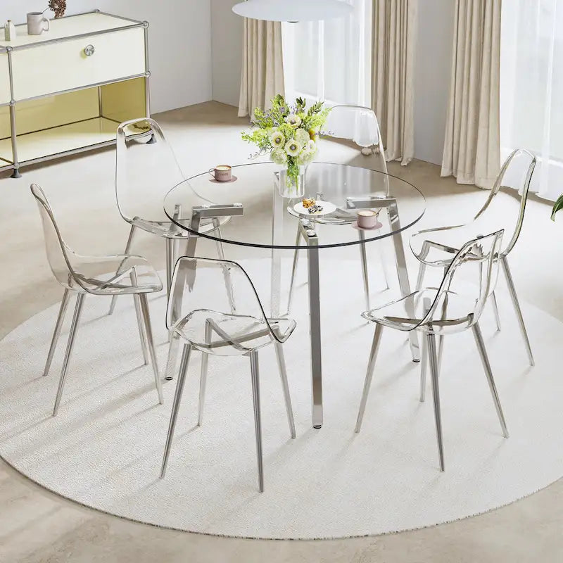 Table à manger en verre trempé moderne, Table basse, Table d'appoint, Console d'entrée pour salle à manger