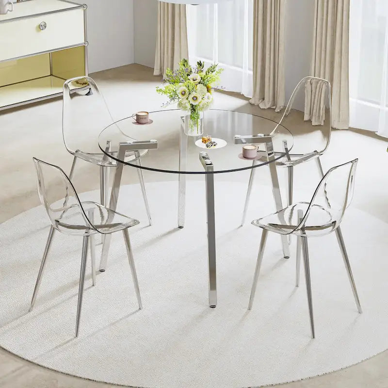 Table à manger en verre trempé moderne, Table basse, Table d'appoint, Console d'entrée pour salle à manger