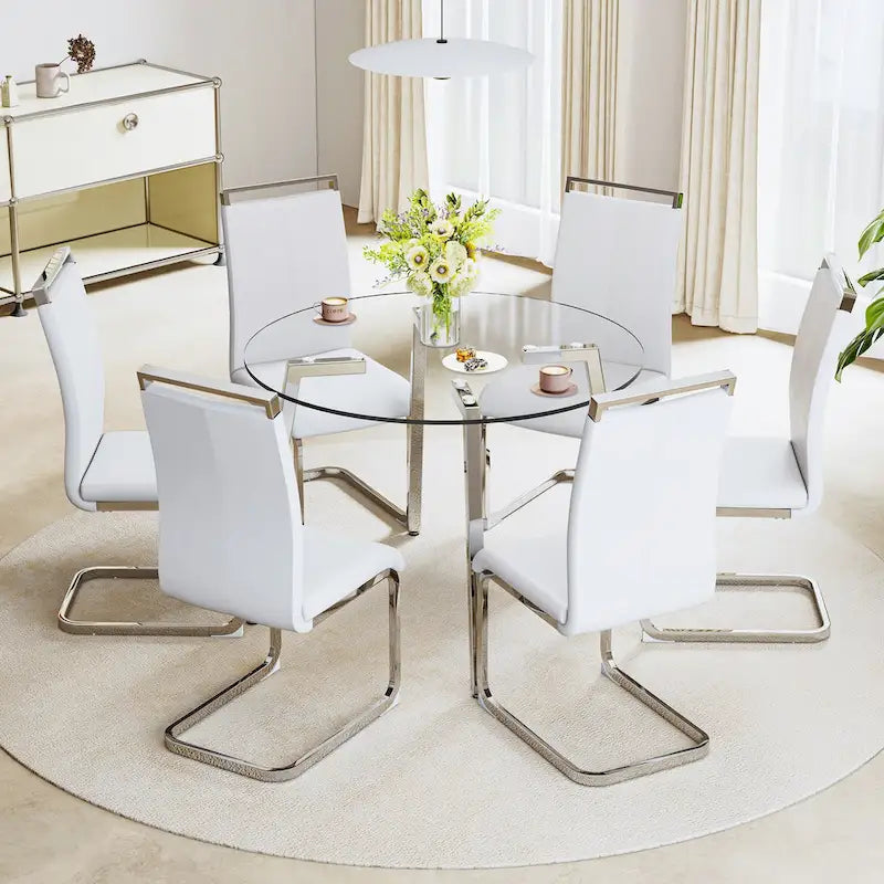 Table à manger en verre trempé moderne, Table basse, Table d'appoint, Console d'entrée pour salle à manger