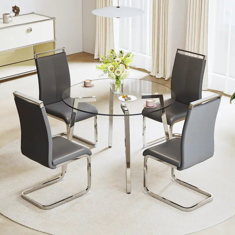 Table à manger en verre trempé moderne, Table basse, Table d'appoint, Console d'entrée pour salle à manger