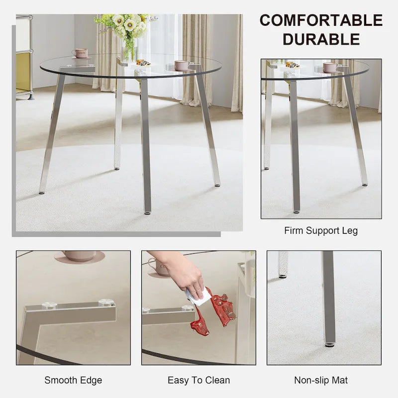 Table à manger en verre trempé moderne, Table basse, Table d'appoint, Console d'entrée pour salle à manger