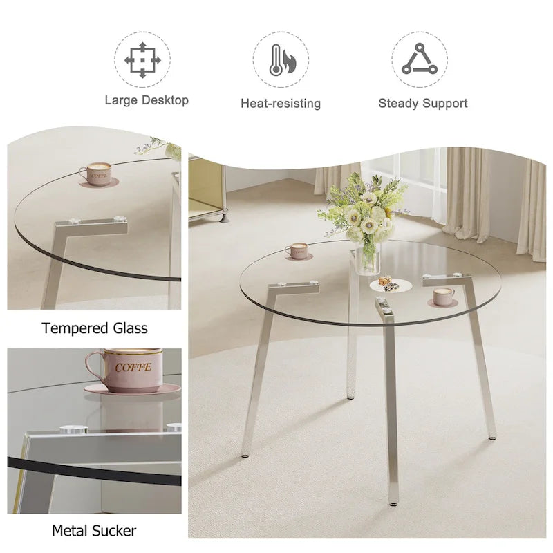 Table à manger en verre trempé moderne, Table basse, Table d'appoint, Console d'entrée pour salle à manger