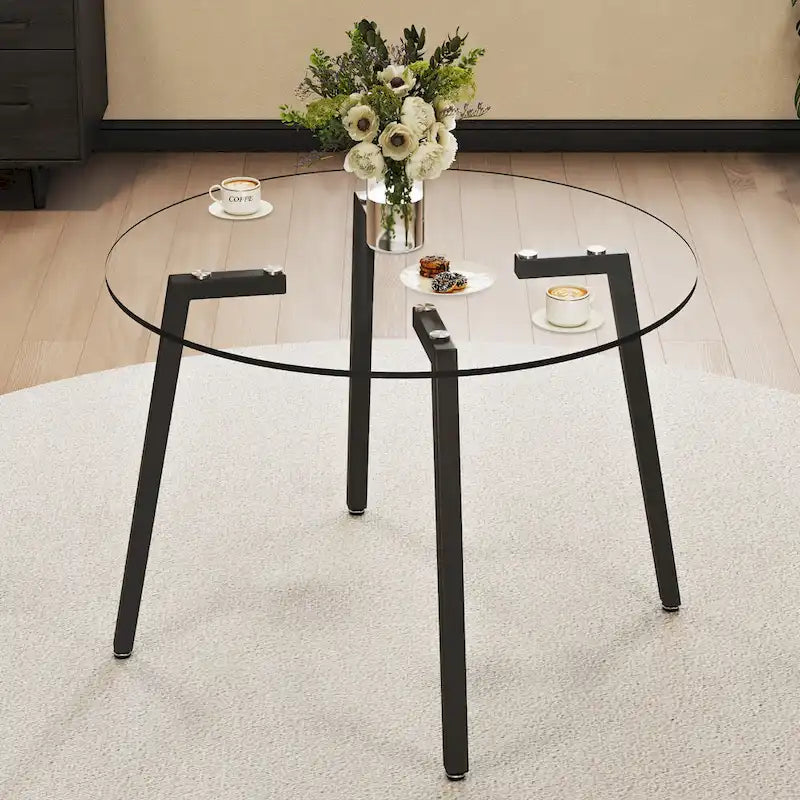 Table à manger en verre trempé moderne, Table basse, Table d'appoint, Console d'entrée pour salle à manger