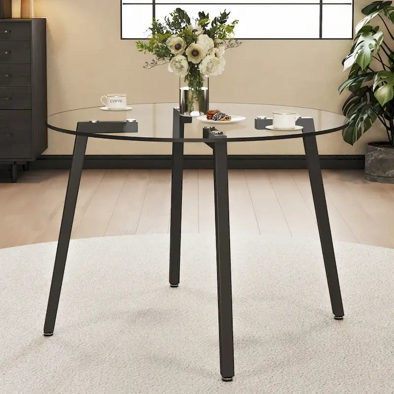 Table à manger en verre trempé moderne, Table basse, Table d'appoint, Console d'entrée pour salle à manger