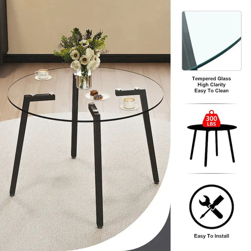 Table à manger en verre trempé moderne, Table basse, Table d'appoint, Console d'entrée pour salle à manger