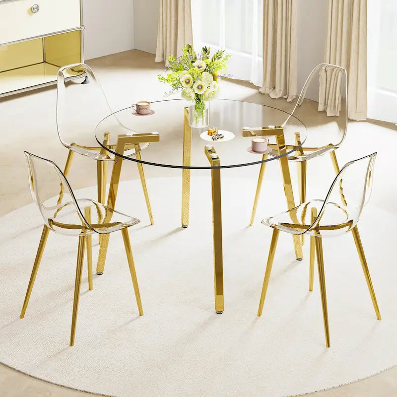 Table à manger en verre trempé moderne, Table basse, Table d'appoint, Console d'entrée pour salle à manger