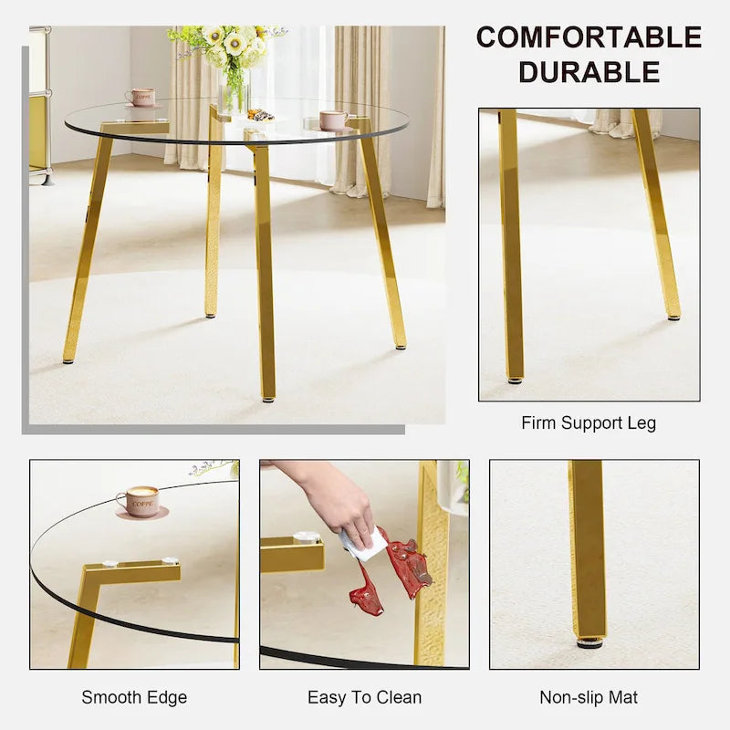 Table à manger en verre trempé moderne, Table basse, Table d'appoint, Console d'entrée pour salle à manger