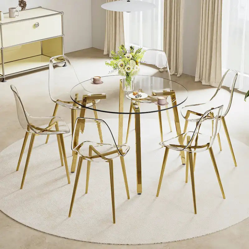 Table à manger en verre trempé moderne, Table basse, Table d'appoint, Console d'entrée pour salle à manger