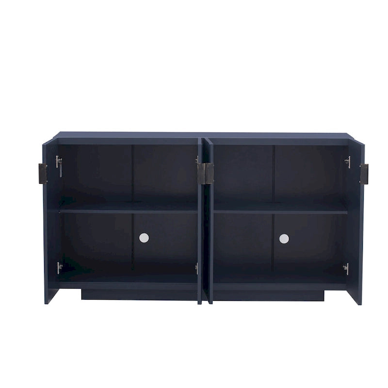 Meuble buffet avec 4 portes cannelées, buffet de rangement, meuble de rangement en bois avec étagères réglables