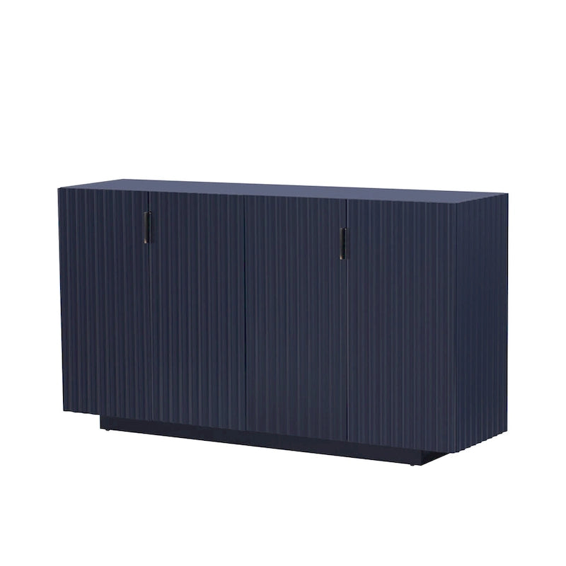 Meuble buffet avec 4 portes cannelées, buffet de rangement, meuble de rangement en bois avec étagères réglables