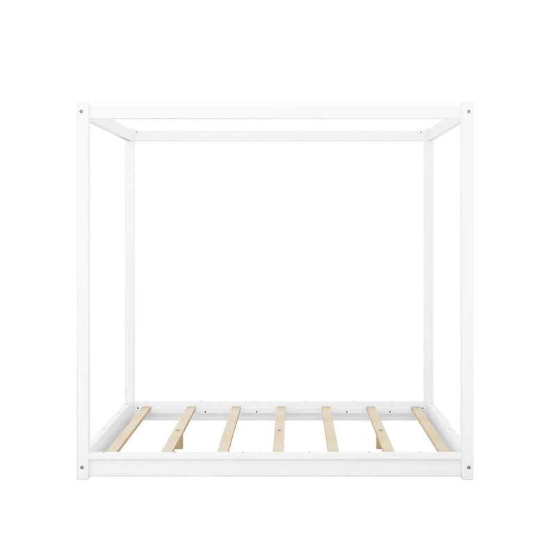 Lit plateforme moderne à baldaquin bas, cadre de lit à baldaquin en bois avec pieds de support, pour enfants, adolescents et adultes, aucun sommier tapissier requis