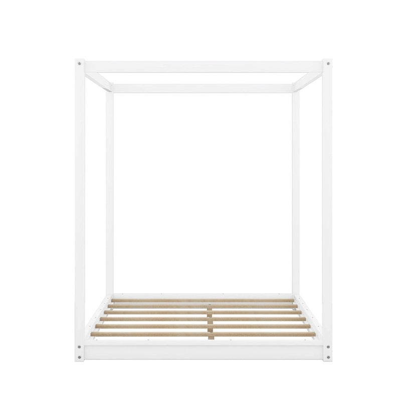 Lit plateforme moderne à baldaquin bas, cadre de lit à baldaquin en bois avec pieds de support, pour enfants, adolescents et adultes, aucun sommier tapissier requis