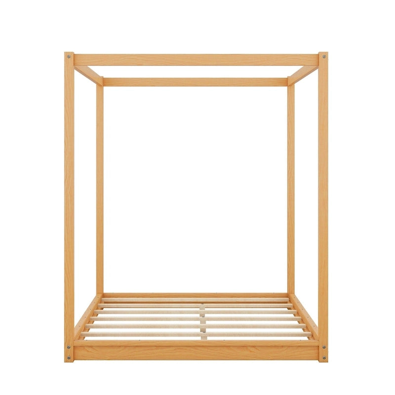 Lit plateforme moderne à baldaquin bas, cadre de lit à baldaquin en bois avec pieds de support, pour enfants, adolescents et adultes, aucun sommier tapissier requis