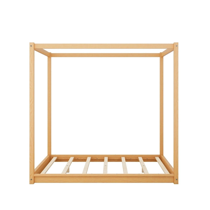 Lit plateforme moderne à baldaquin bas, cadre de lit à baldaquin en bois avec pieds de support, pour enfants, adolescents et adultes, aucun sommier tapissier requis