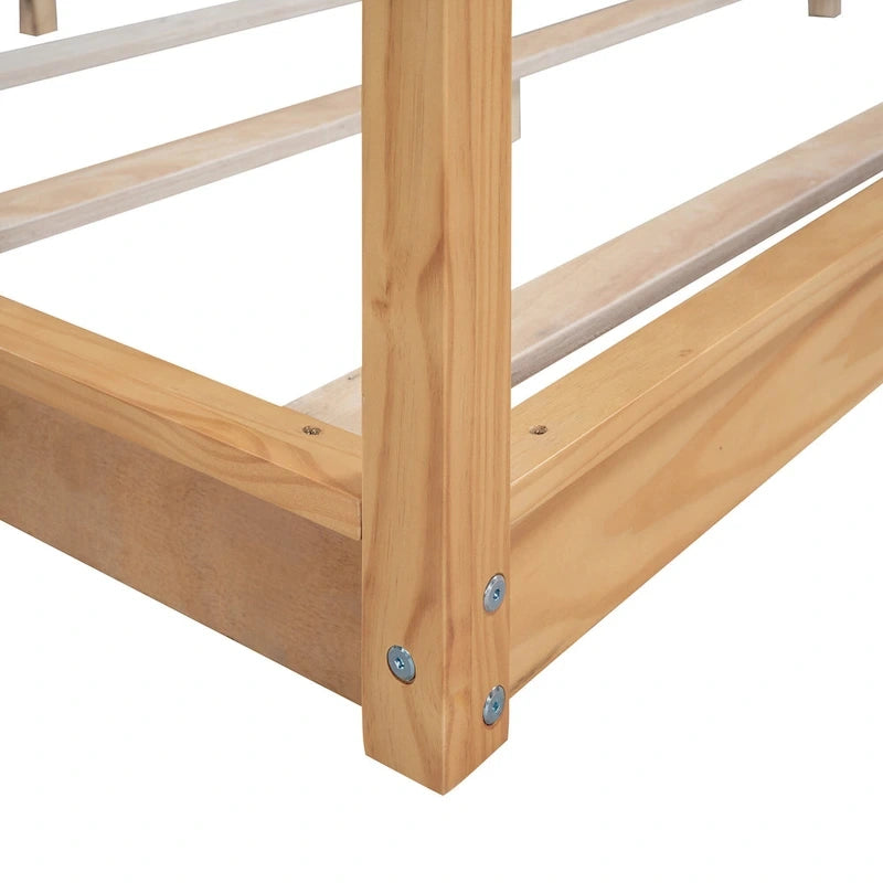 Lit plateforme moderne à baldaquin bas, cadre de lit à baldaquin en bois avec pieds de support, pour enfants, adolescents et adultes, aucun sommier tapissier requis