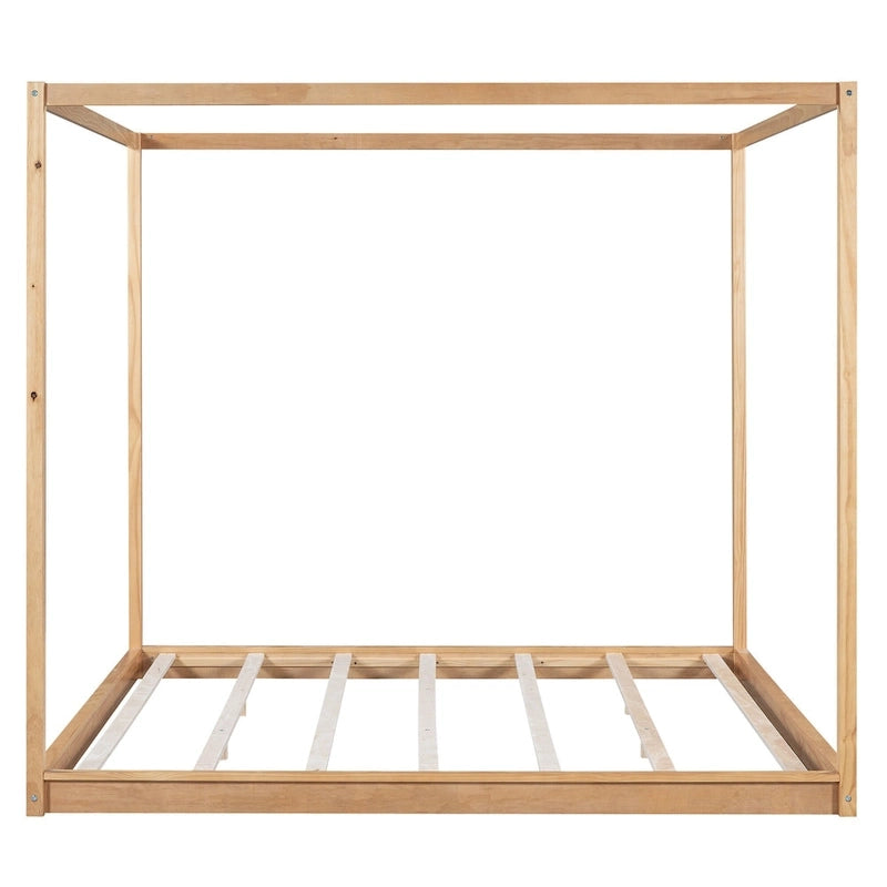 Lit plateforme moderne à baldaquin bas, cadre de lit à baldaquin en bois avec pieds de support, pour enfants, adolescents et adultes, aucun sommier tapissier requis