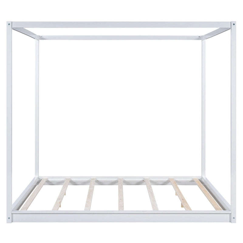Lit plateforme moderne à baldaquin bas, cadre de lit à baldaquin en bois avec pieds de support, pour enfants, adolescents et adultes, aucun sommier tapissier requis