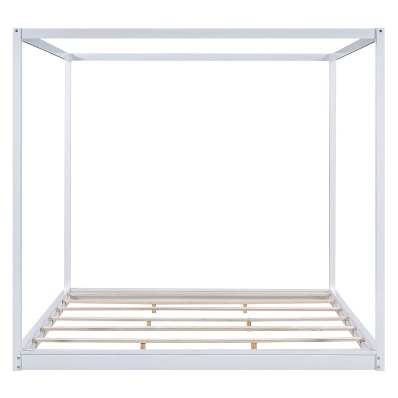 Lit plateforme moderne à baldaquin bas, cadre de lit à baldaquin en bois avec pieds de support, pour enfants, adolescents et adultes, aucun sommier tapissier requis