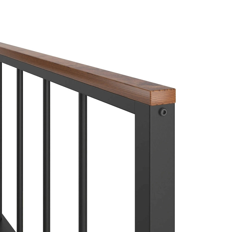 Lit plateforme Queen size en métal noir avec tête de lit