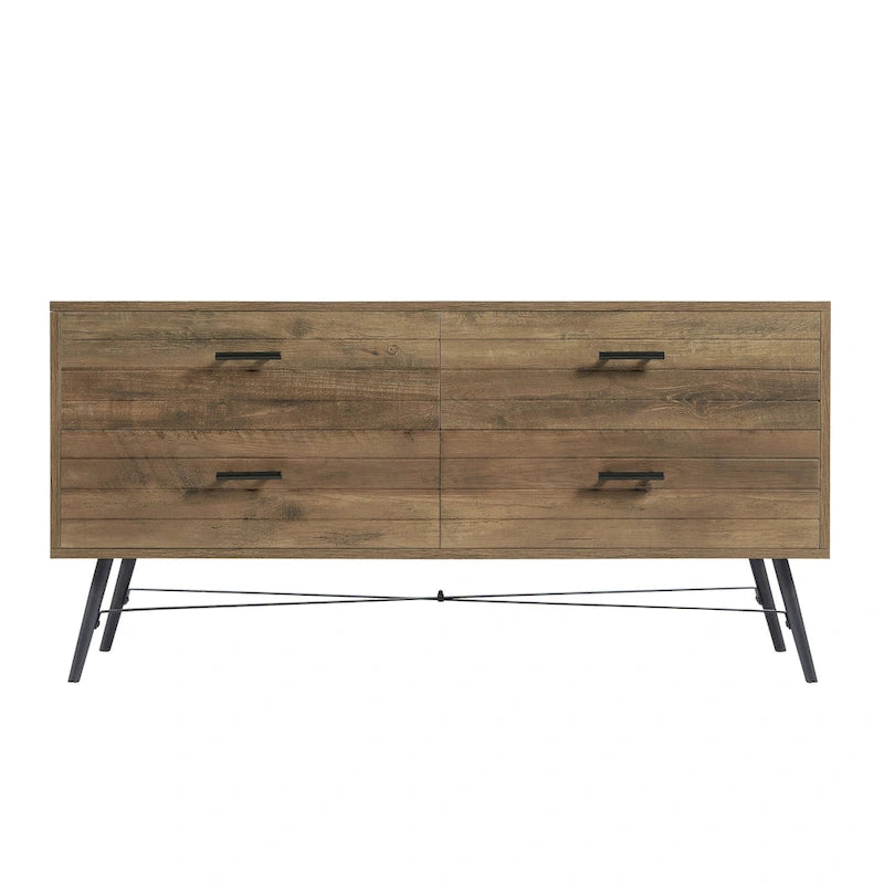Commode horizontale à 4 tiroirs, Meuble de rangement grande capacité pour chambre à coucher, placard, salon