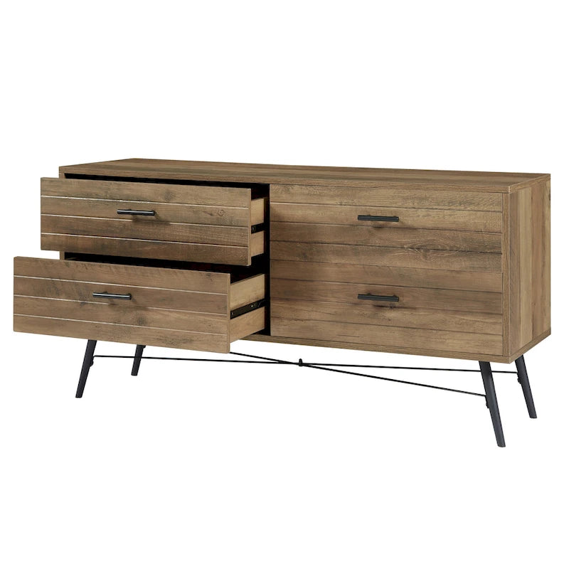 Commode horizontale à 4 tiroirs, Meuble de rangement grande capacité pour chambre à coucher, placard, salon