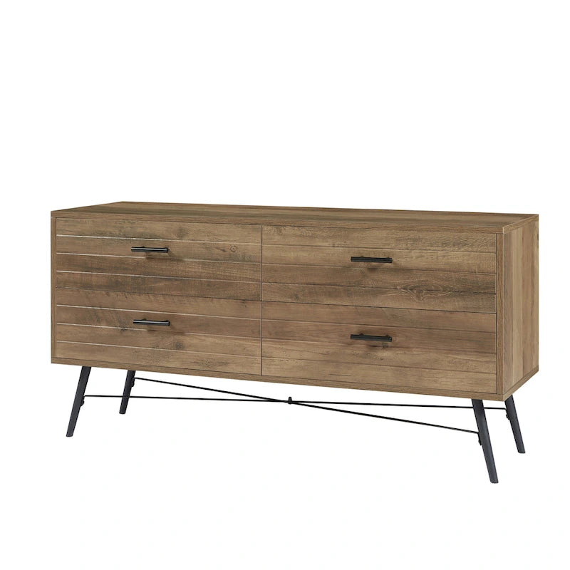 Commode horizontale à 4 tiroirs, Meuble de rangement grande capacité pour chambre à coucher, placard, salon
