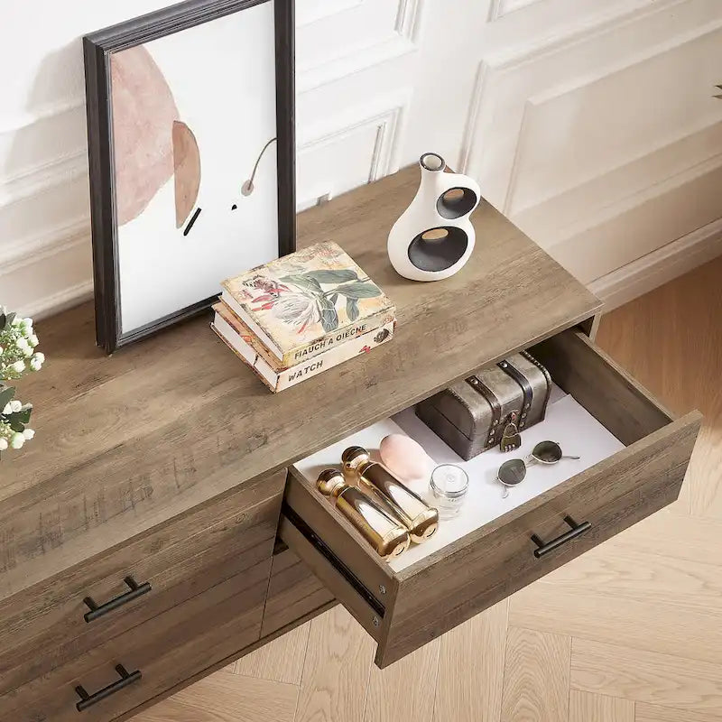 Commode horizontale à 4 tiroirs, Meuble de rangement grande capacité pour chambre à coucher, placard, salon