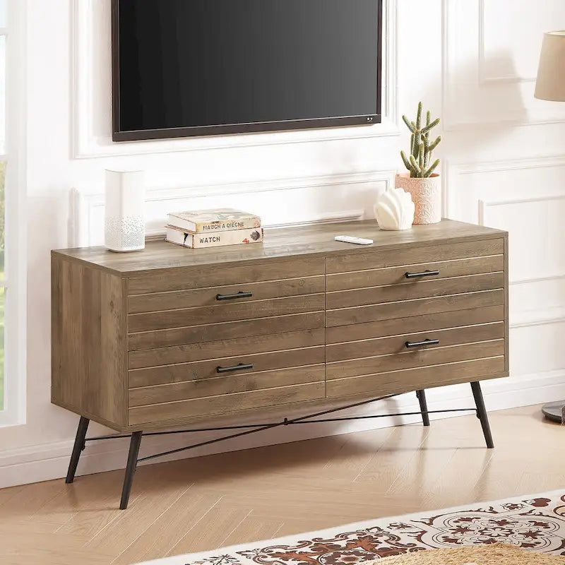 Commode horizontale à 4 tiroirs, Meuble de rangement grande capacité pour chambre à coucher, placard, salon