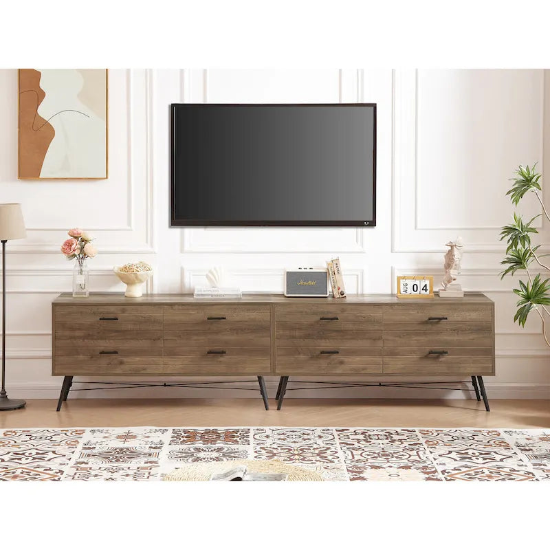 Commode horizontale à 4 tiroirs, Meuble de rangement grande capacité pour chambre à coucher, placard, salon