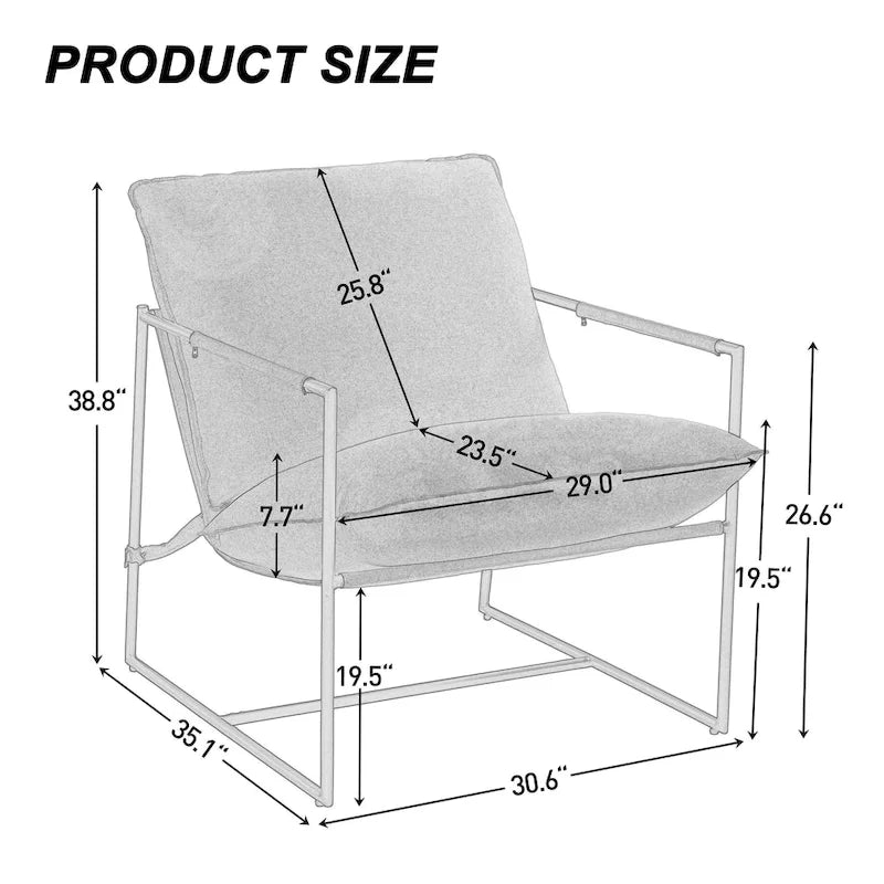Fauteuil d'appoint à cadre métallique avec coussin et sac de rangement