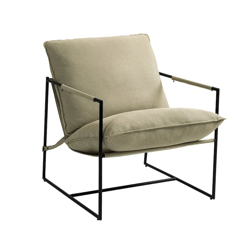 Fauteuil d'appoint à cadre métallique avec coussin et sac de rangement