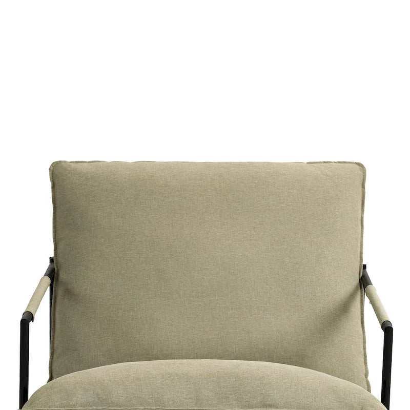 Fauteuil d'appoint à cadre métallique avec coussin et sac de rangement