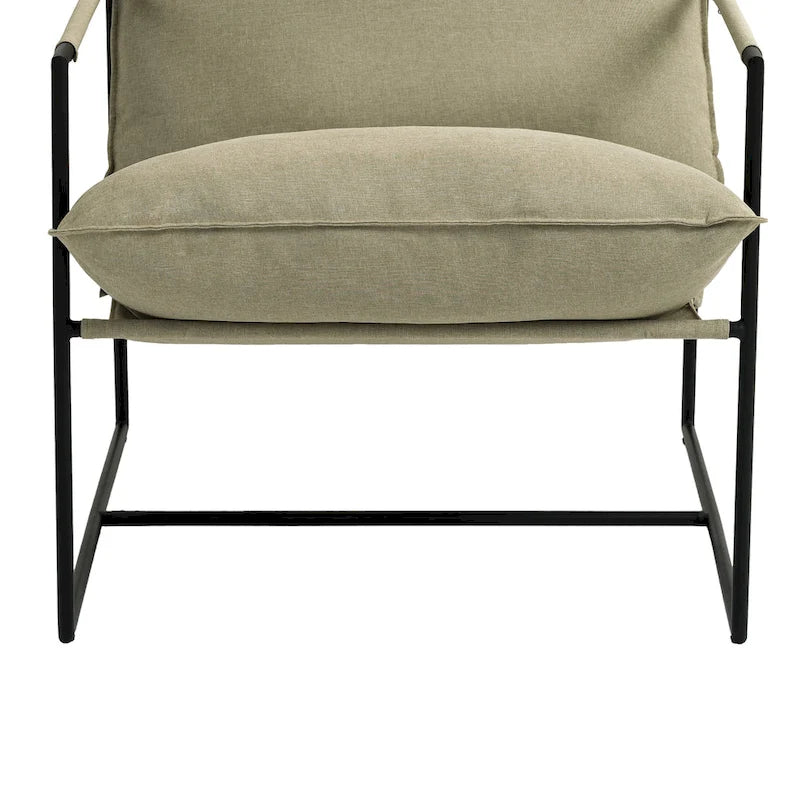 Fauteuil d'appoint à cadre métallique avec coussin et sac de rangement