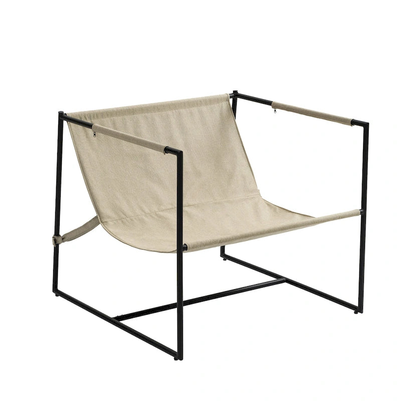 Fauteuil d'appoint à cadre métallique avec coussin et sac de rangement