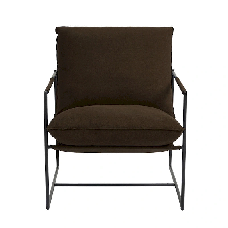 Fauteuil d'appoint à cadre métallique avec coussin et sac de rangement
