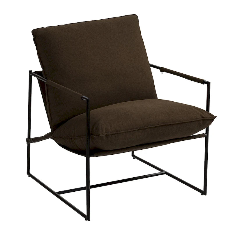 Fauteuil d'appoint à cadre métallique avec coussin et sac de rangement