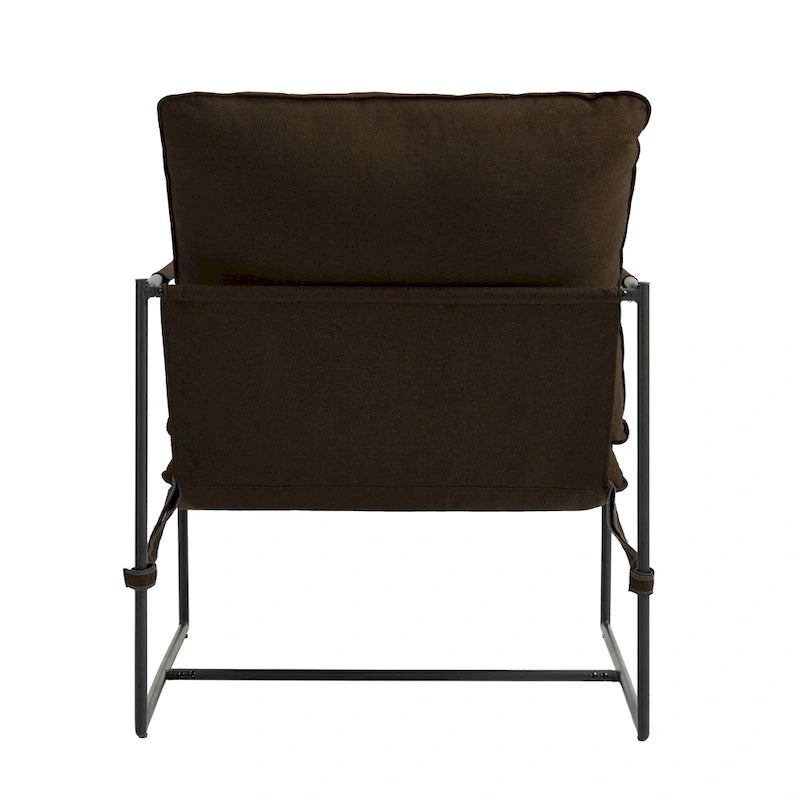 Fauteuil d'appoint à cadre métallique avec coussin et sac de rangement